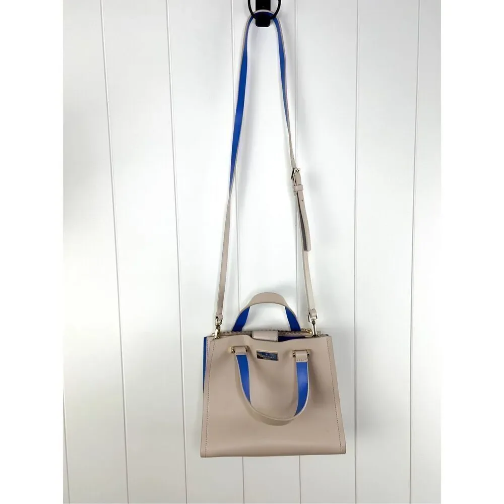 Kate Spade Pumice and Adventure Blue Arbour Hill Kyra‎ Convertible Leather Tote